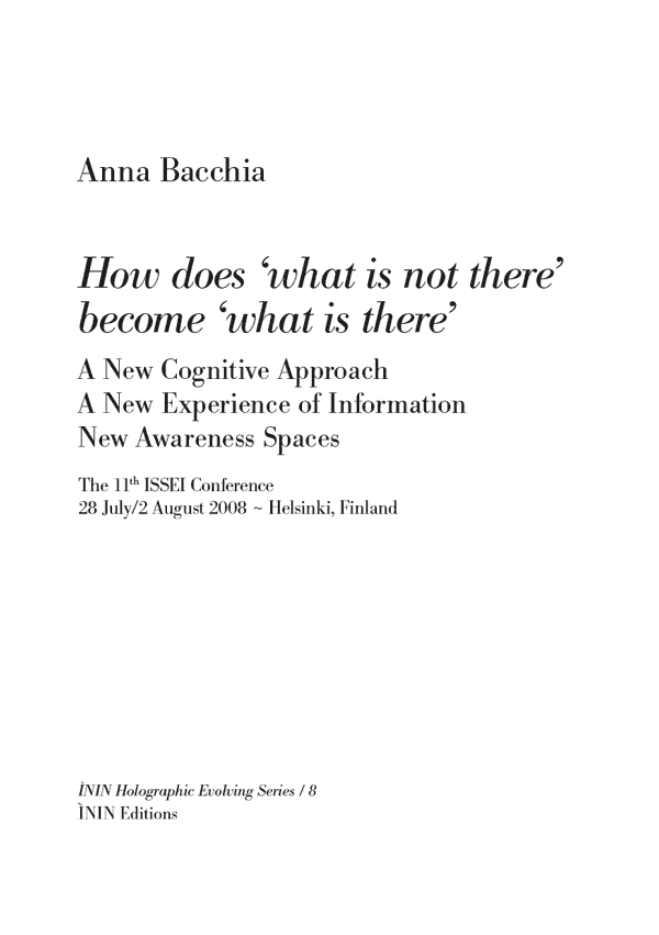 Book: How does ‘what is not there’ become ‘what is there'